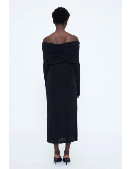 VESTIDO MIDI HOMBROS DESCUBIERTOS 11266