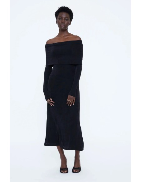 VESTIDO MIDI HOMBROS DESCUBIERTOS 11266