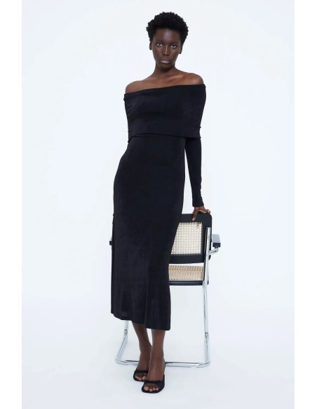 VESTIDO MIDI HOMBROS DESCUBIERTOS 11266