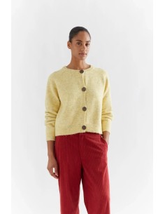 CARDIGAN PUNTO MEZCLA LANA AMARILLO 10287