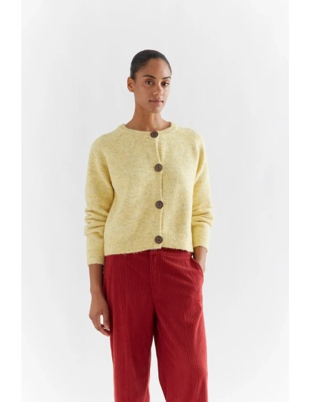 CARDIGAN PUNTO MEZCLA LANA AMARILLO 10287