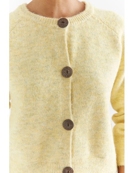 CARDIGAN PUNTO MEZCLA LANA AMARILLO 10287