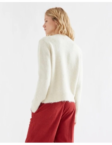 CARDIGAN PUNTO BLANCO CRUDO CON BOTONES MULTICOLOR 10277